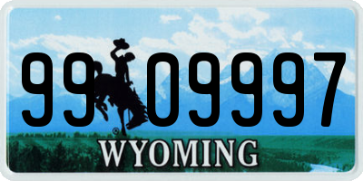 WY license plate 9909997