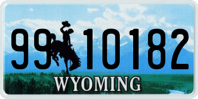 WY license plate 9910182