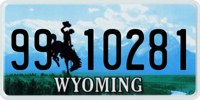 WY license plate 9910281