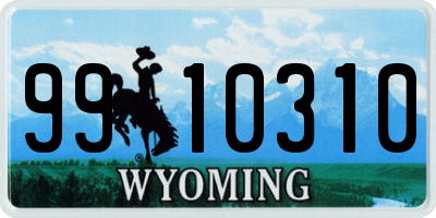 WY license plate 9910310