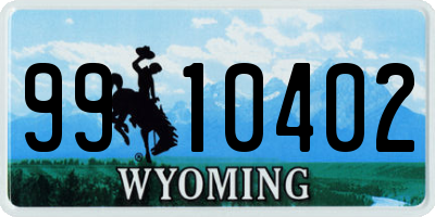 WY license plate 9910402