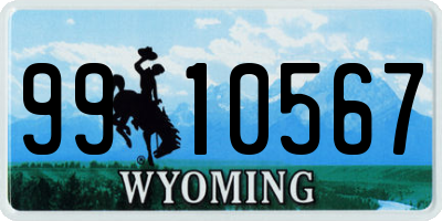 WY license plate 9910567
