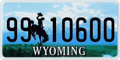 WY license plate 9910600