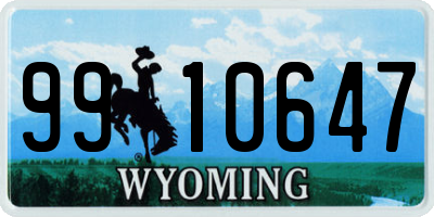 WY license plate 9910647