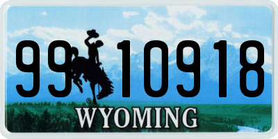 WY license plate 9910918