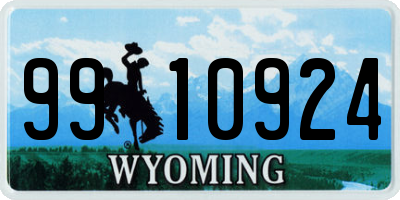 WY license plate 9910924