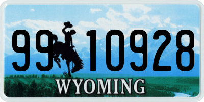WY license plate 9910928