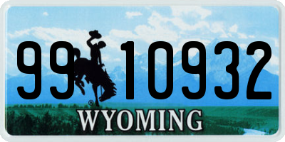 WY license plate 9910932