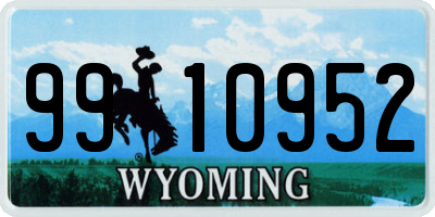 WY license plate 9910952