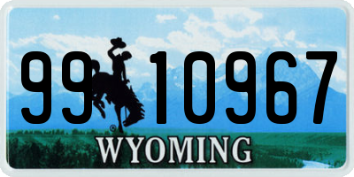 WY license plate 9910967