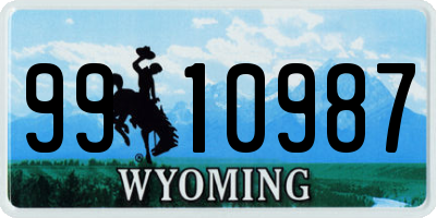 WY license plate 9910987