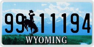 WY license plate 9911194