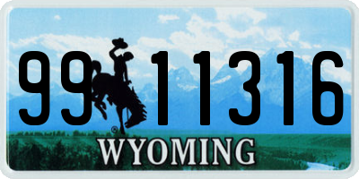 WY license plate 9911316