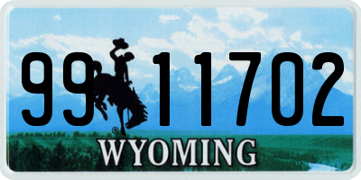 WY license plate 9911702