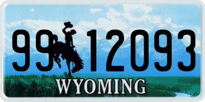 WY license plate 9912093