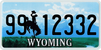 WY license plate 9912332