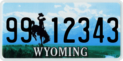 WY license plate 9912343