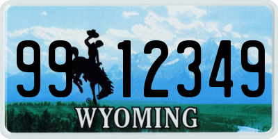 WY license plate 9912349