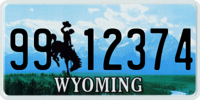 WY license plate 9912374