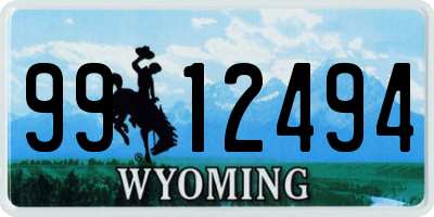 WY license plate 9912494