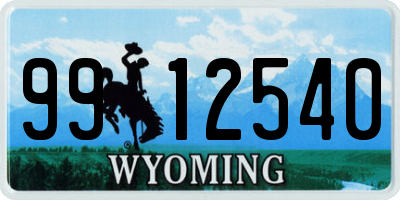 WY license plate 9912540
