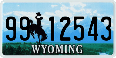 WY license plate 9912543