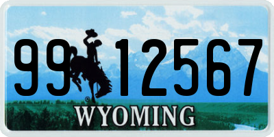 WY license plate 9912567
