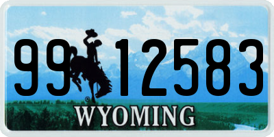 WY license plate 9912583