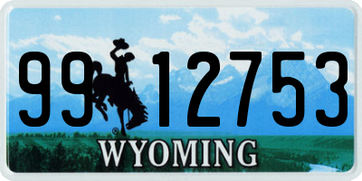 WY license plate 9912753