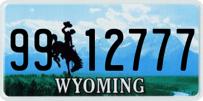 WY license plate 9912777