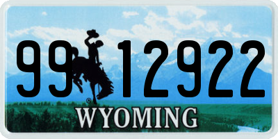 WY license plate 9912922