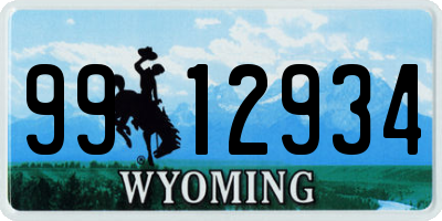 WY license plate 9912934