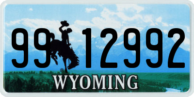 WY license plate 9912992