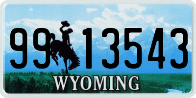 WY license plate 9913543