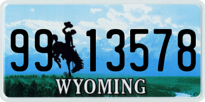WY license plate 9913578