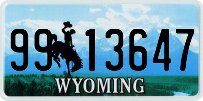 WY license plate 9913647
