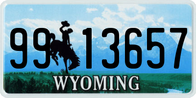 WY license plate 9913657