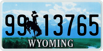 WY license plate 9913765