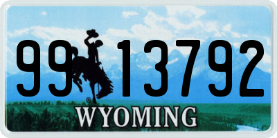 WY license plate 9913792