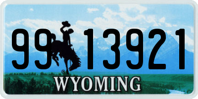 WY license plate 9913921