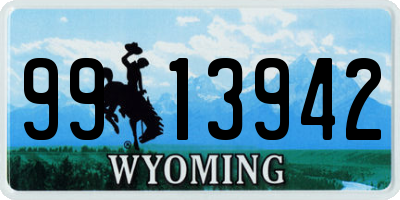 WY license plate 9913942
