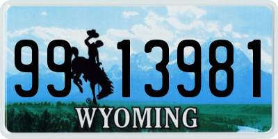 WY license plate 9913981