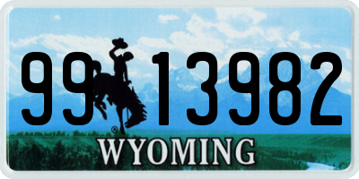 WY license plate 9913982
