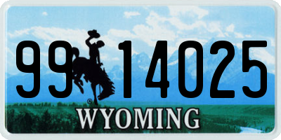 WY license plate 9914025