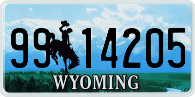 WY license plate 9914205