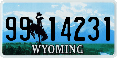 WY license plate 9914231