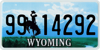 WY license plate 9914292