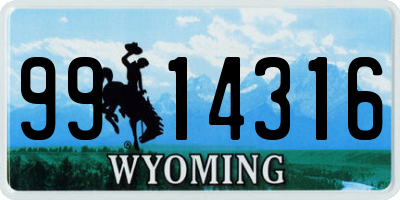 WY license plate 9914316