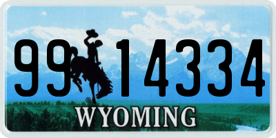 WY license plate 9914334