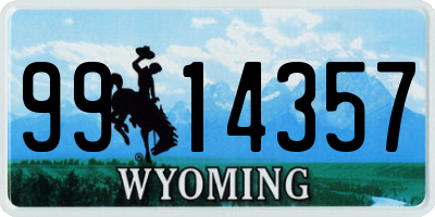 WY license plate 9914357